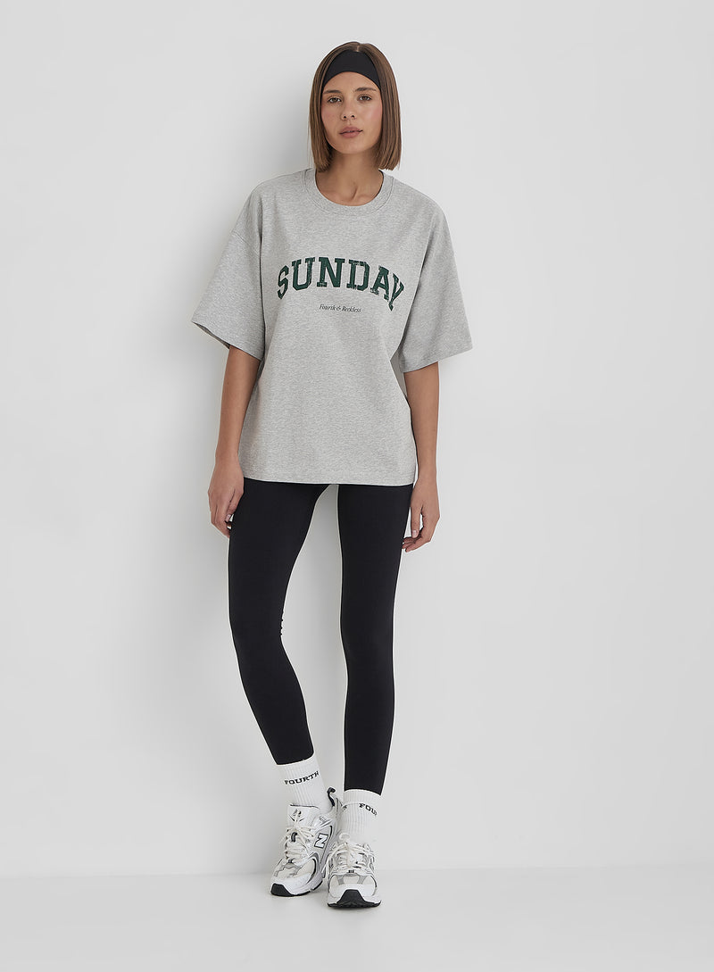 Grey Sunday Distressed Slogan Oversized T-Shirt- Scarlett