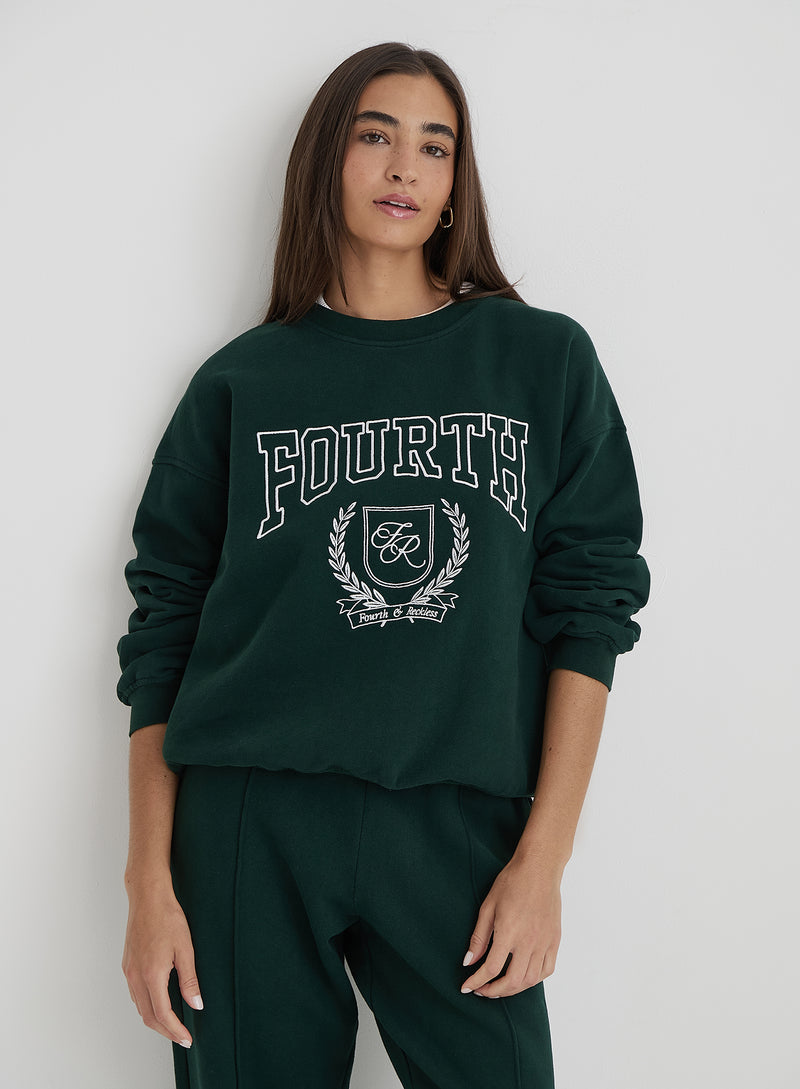 Green Fourth Varsity Relaxed Sweatshirt- Forrest