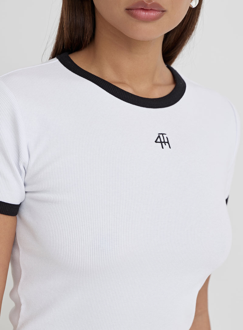 White Fourth Logo Baby Tee- Livv