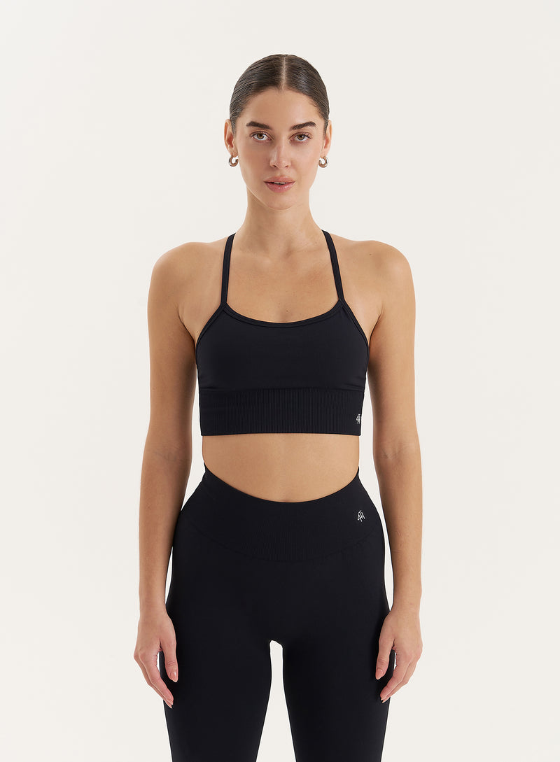 Black Racer Back Seamless Sports Bra- Jenna