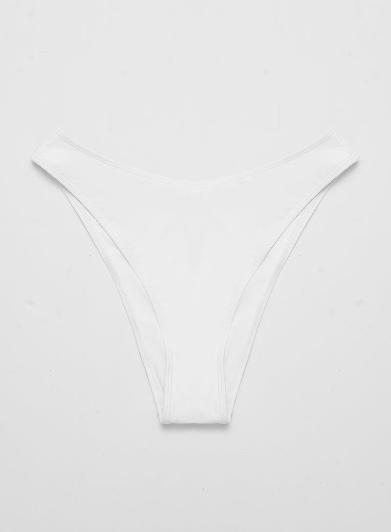 White High Leg Bikini Bottom- Bambou