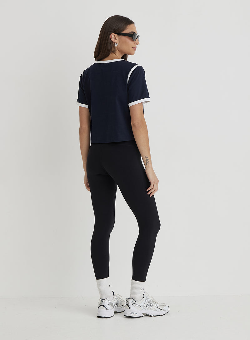 Navy Country Club Cropped T-Shirt- Raine