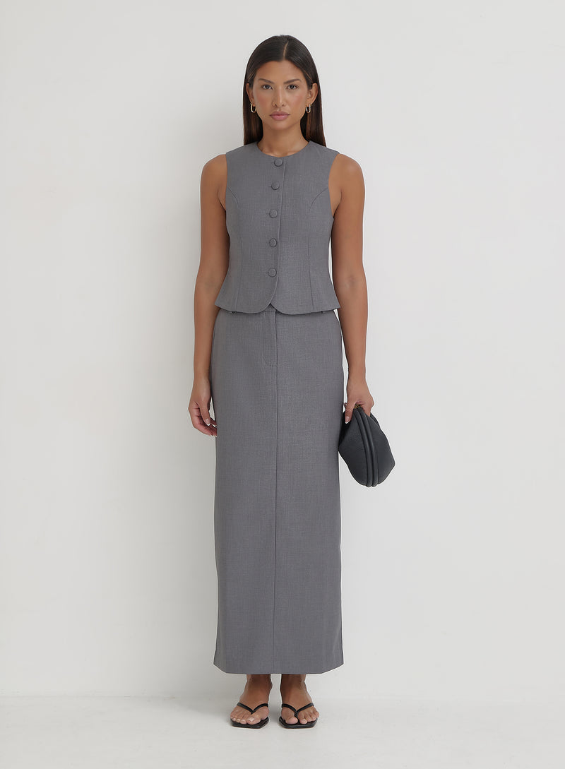 Grey Tailored Waistcoat- Hallie