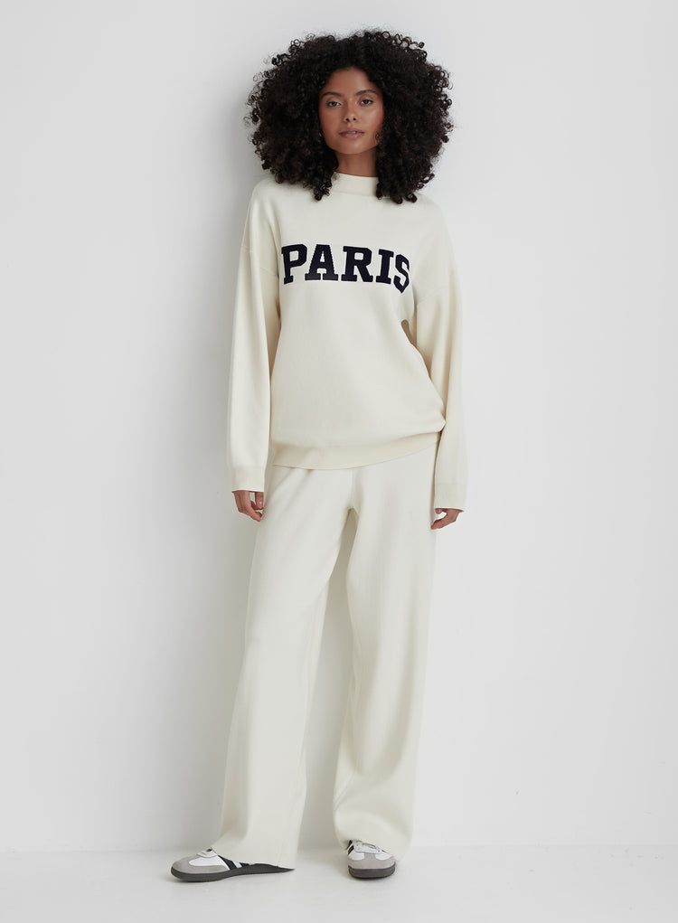 Cream Knitted Paris Jumper- Avery