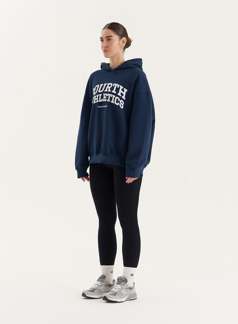 Navy Fourth Athletics Slogan Oversized Hoodie- Bobby