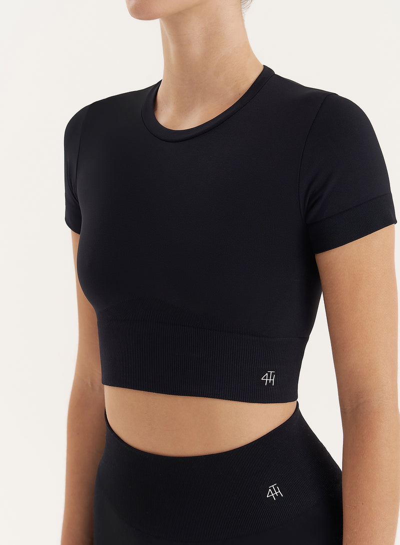 Black Seamless Gym Crop Top- Brogan