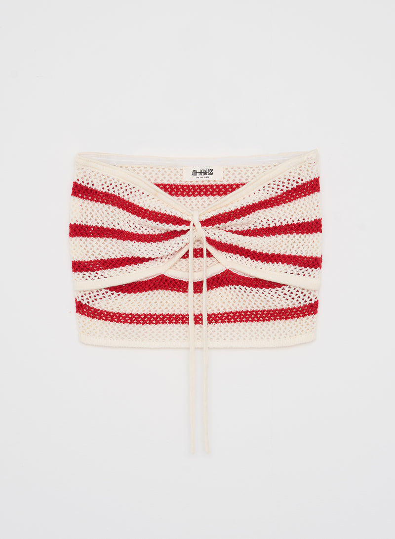 Red And White Stripe Knitted Top- Lior