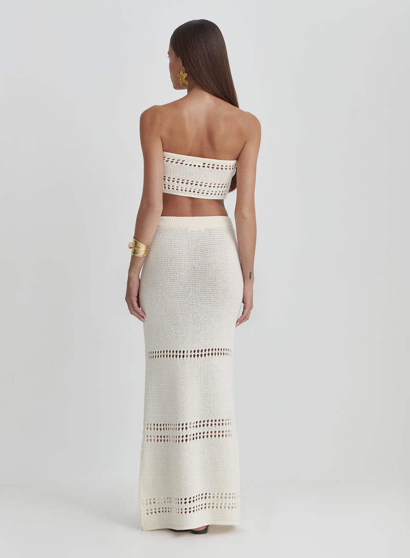 Cream Knitted Bandeau Crop Top- Odette