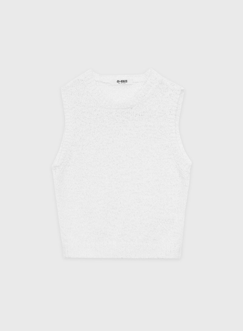 White Cotton Knit Tank Top - Eden