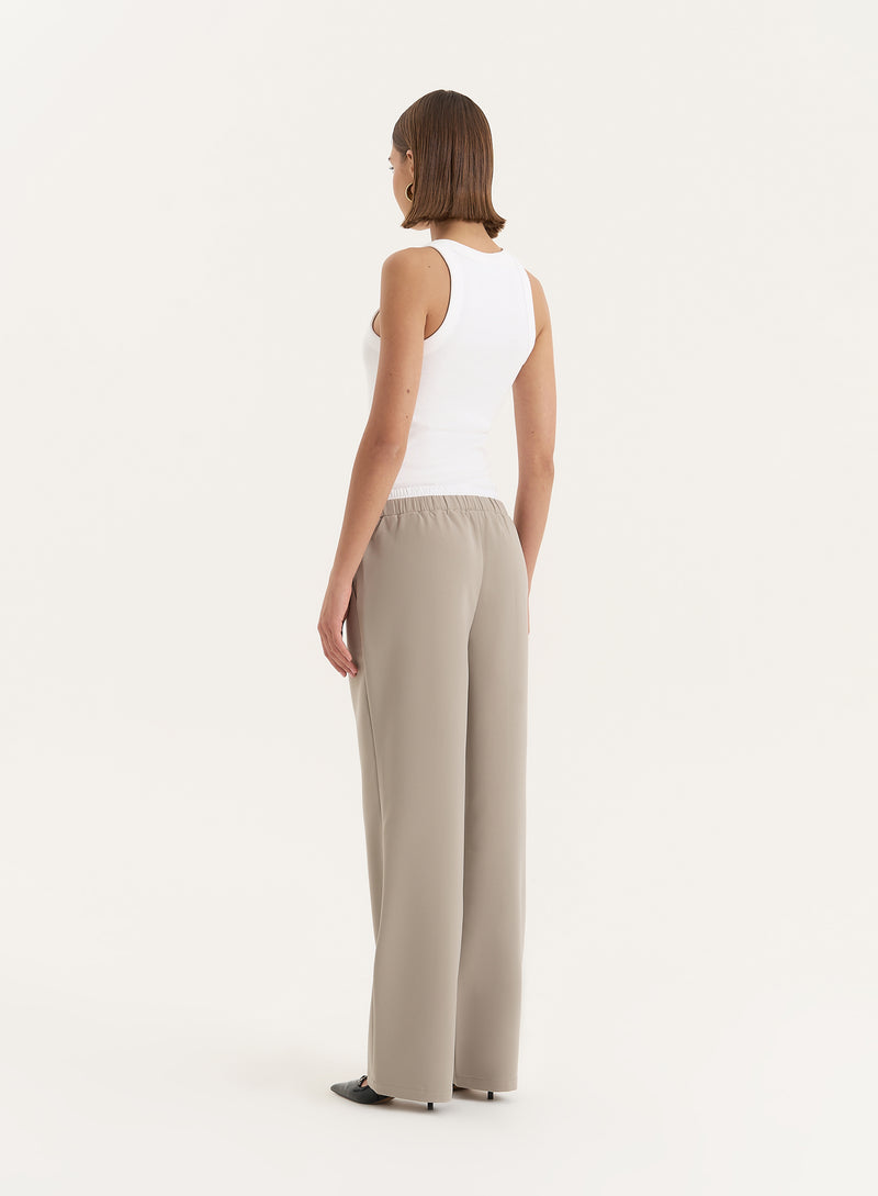 Olive Contrast Waistband Straight Leg Trouser- Bianca