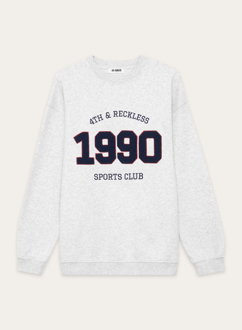 Grey 1990 Slogan Classic Longline Sweatshirt- Lila