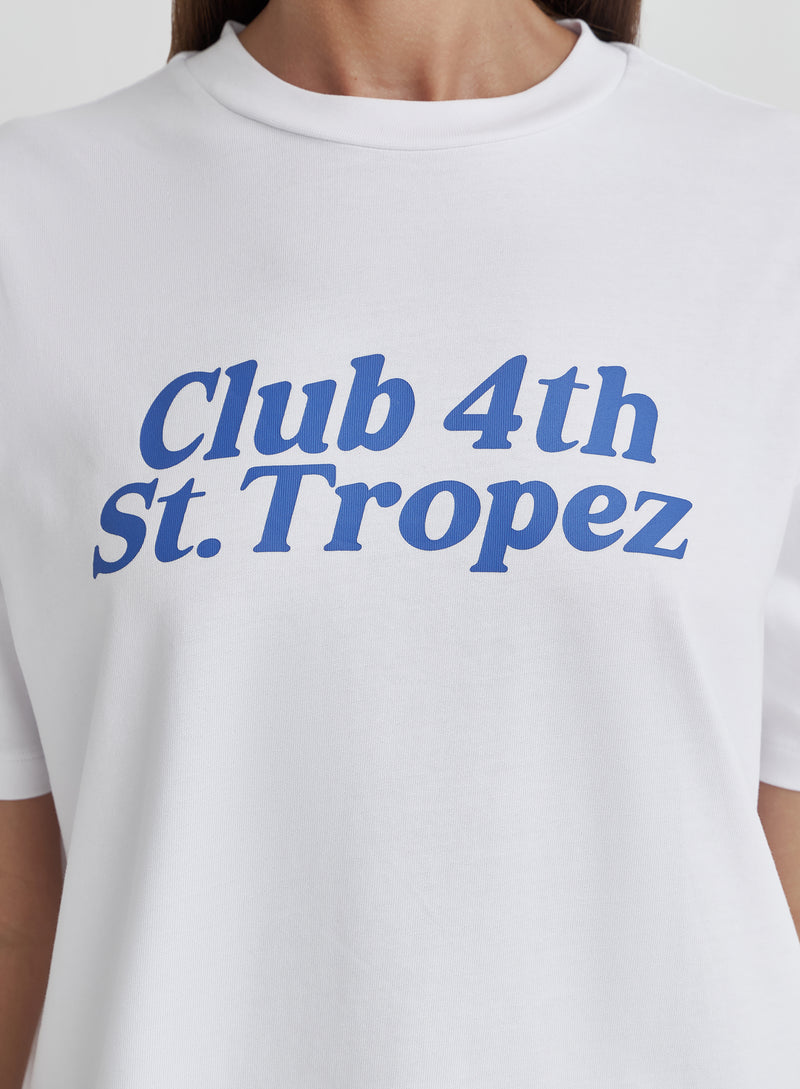 White St Tropez Slogan T-Shirt- Laurent