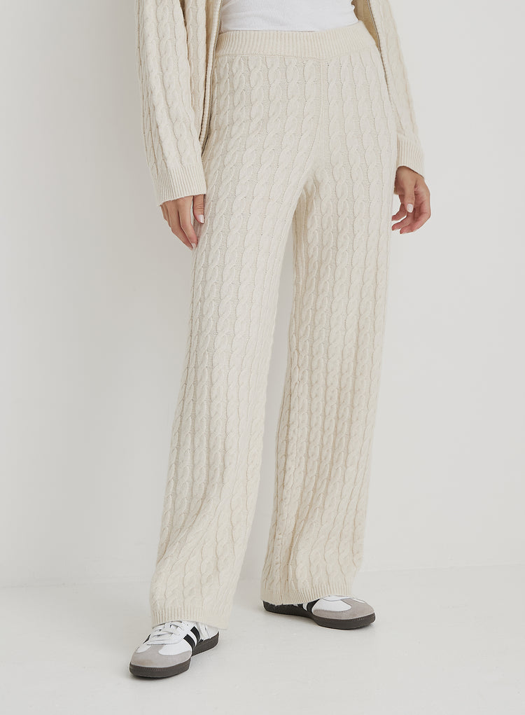 Cream Cable Knit Trouser- Janina