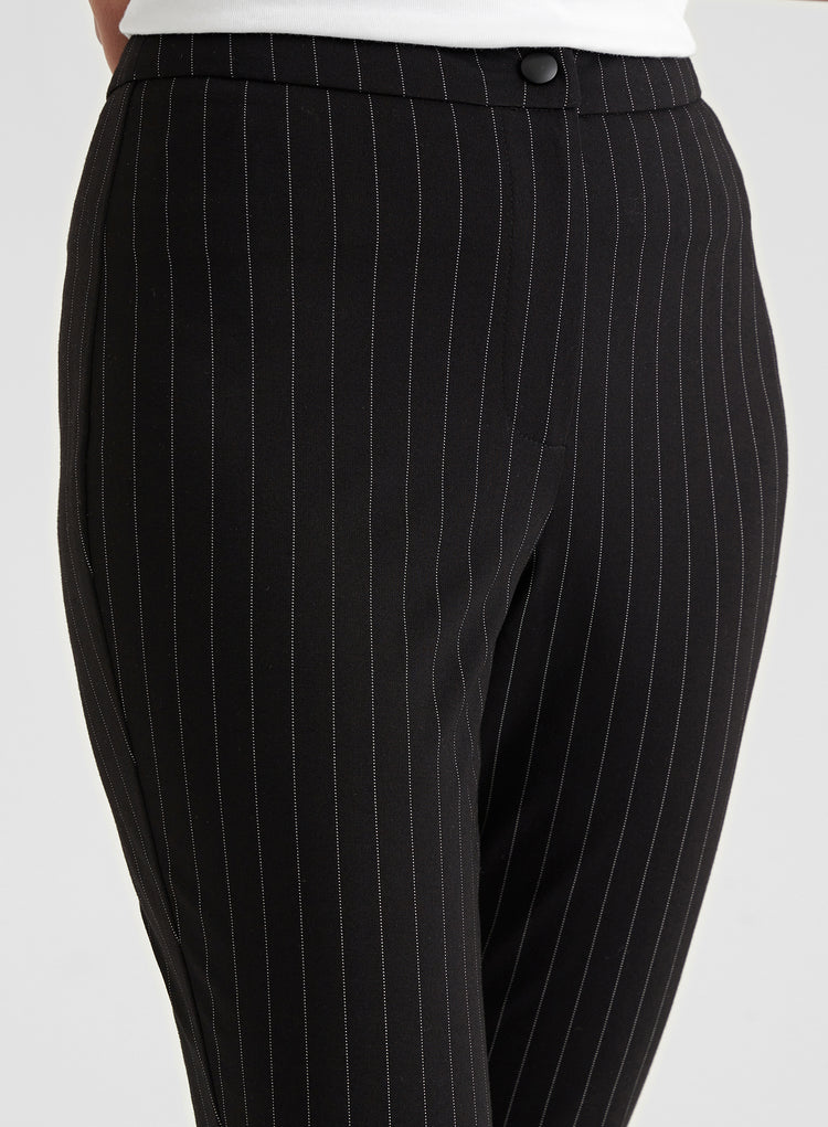 Black Pinstripe Slim Leg Trouser - Hally