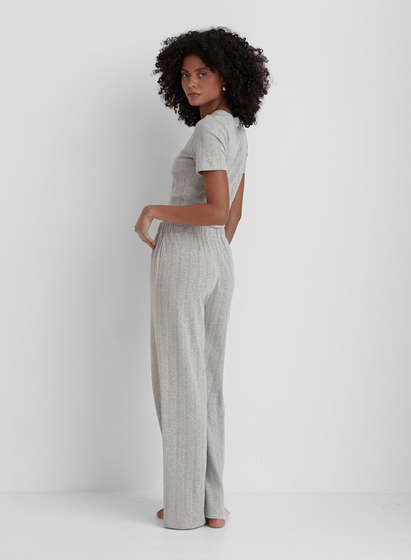 Grey Jersey Pointelle Pyjama Trouser- Arlia