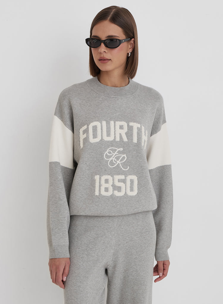 Grey Branded Knitted Jumper- Davis