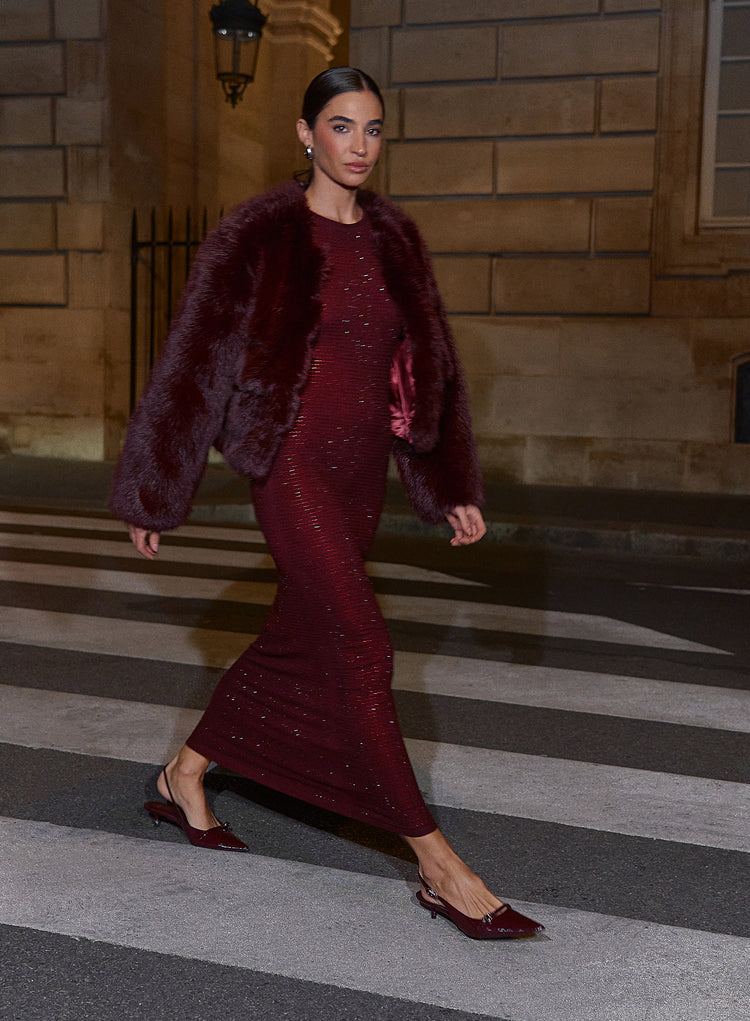 Burgundy Embellished Maxi Dress- Jaden