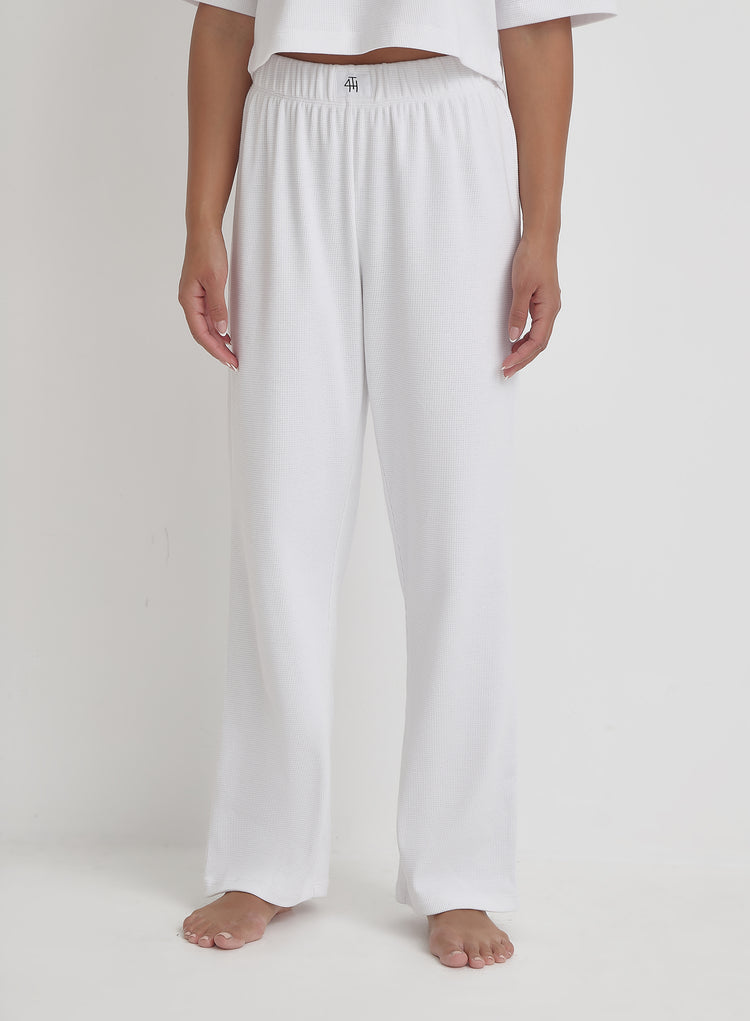 White Waffle Lounge Trousers- Lyra