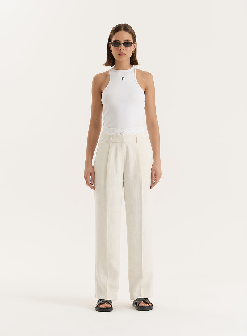 Cream Wide Leg Tailored Trouser- Georgia