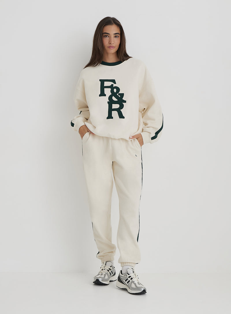 Cream F&R Branded Relaxed Oversized Sweatshirt- Sloane