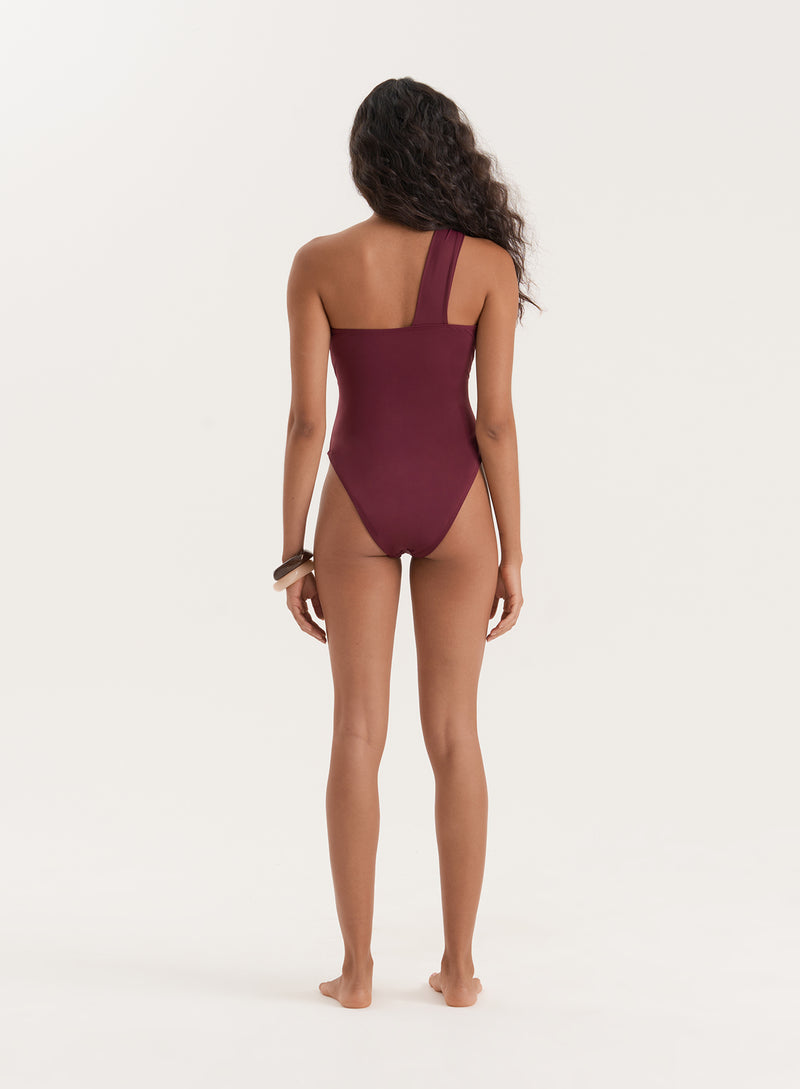 Burgundy Twist Front Cut Out Swimsuit- Ellison