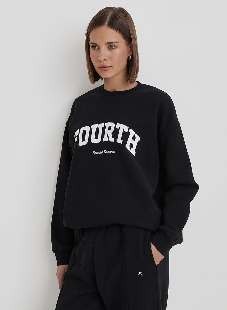 Black Fourth Slogan Classic Longline Sweatshirt- Jen