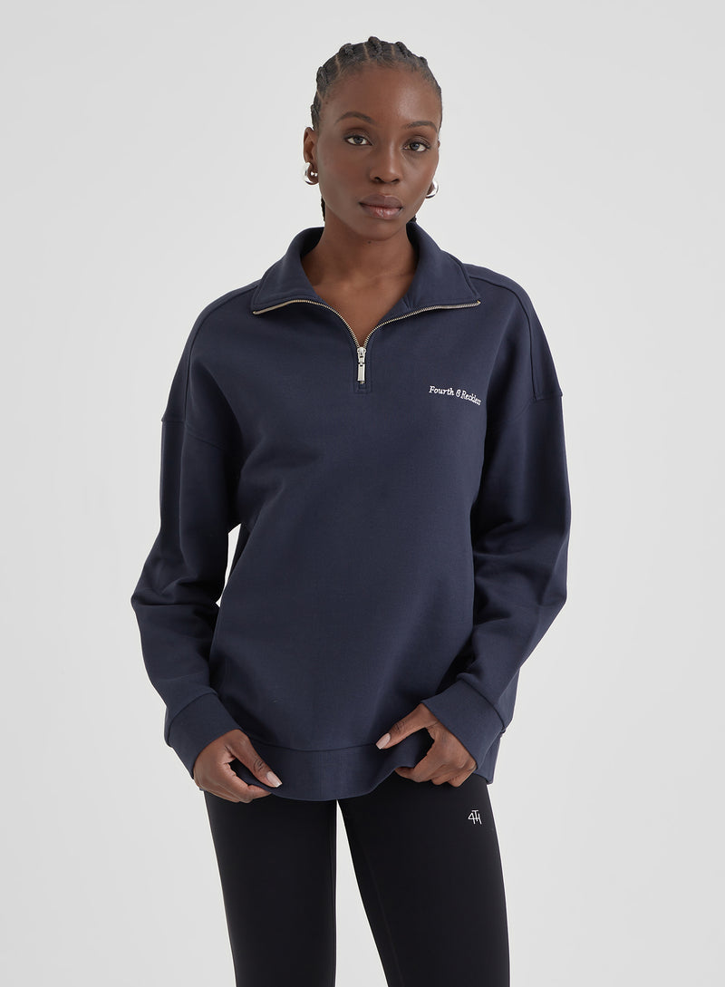 Half zip navy sweatshirt hotsell