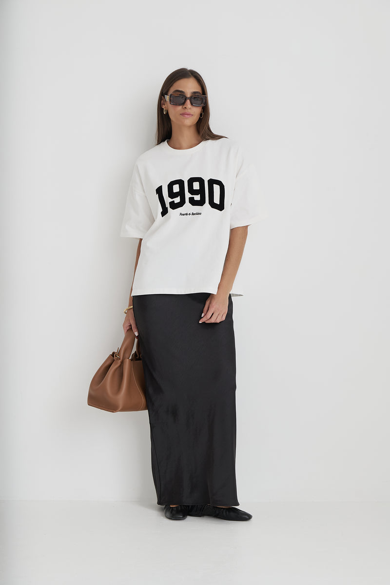 White 1990 Slogan Oversized T-Shirt- Oran