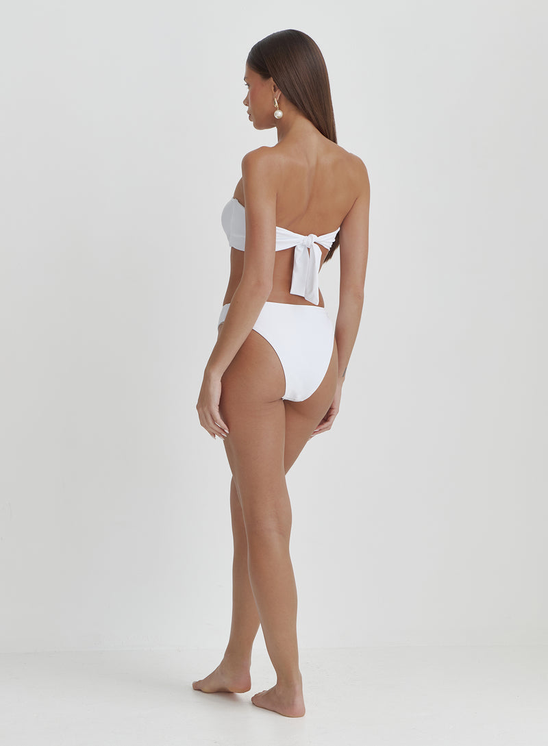 White High Leg Bikini Bottom- Bambou