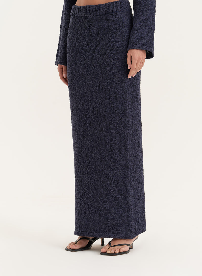 Navy Knitted Maxi Skirt- Sharni