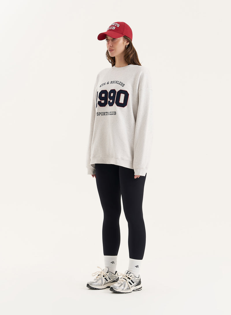 Grey 1990 Slogan Classic Longline Sweatshirt- Lila