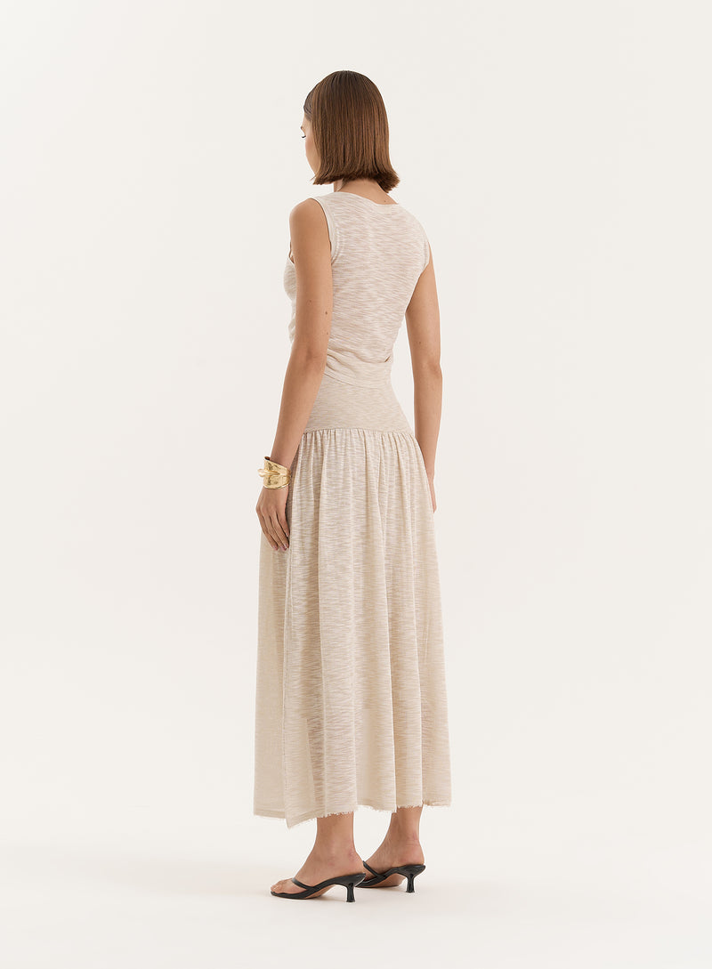 Beige Drop Waist Maxi Skirt- Nikki