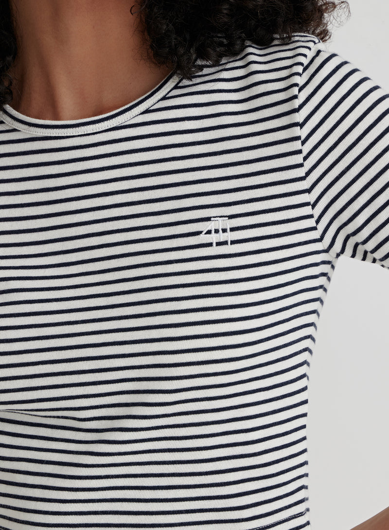 Navy And White Striped Pyjama Baby Tee- Mabel