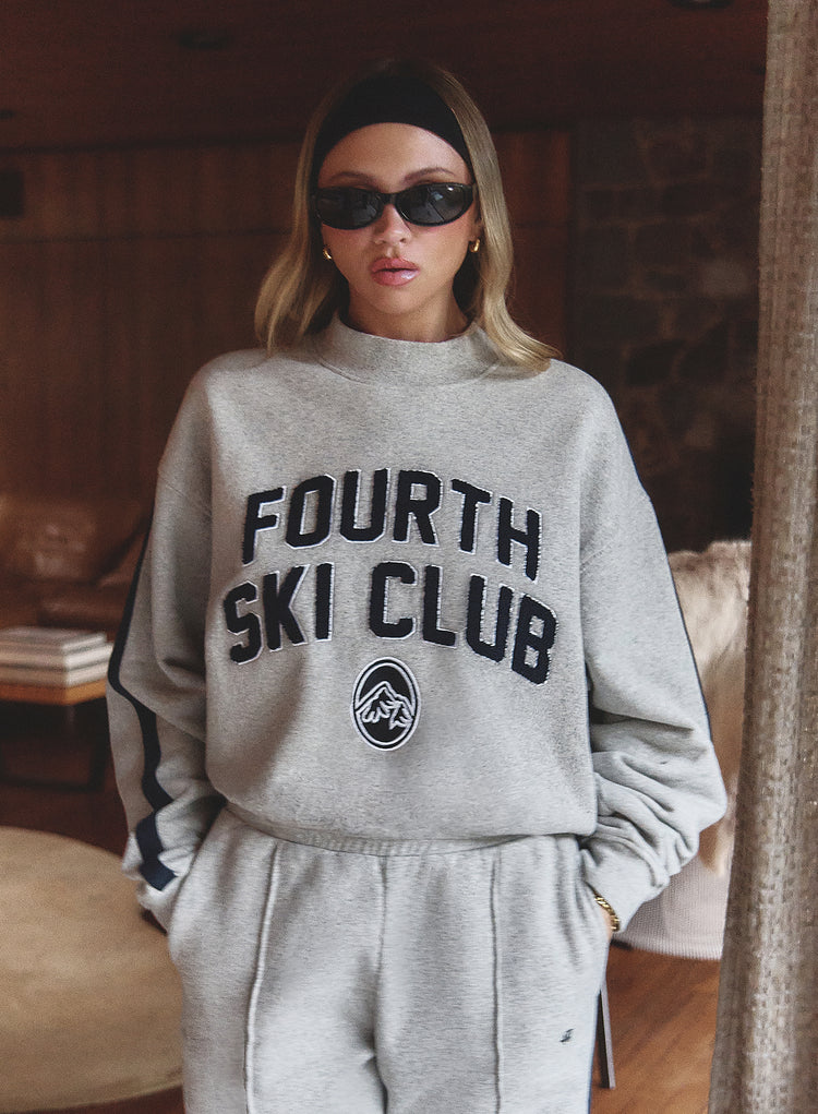 Grey Ski Club Slogan Cropped Sweatshirt- Betty