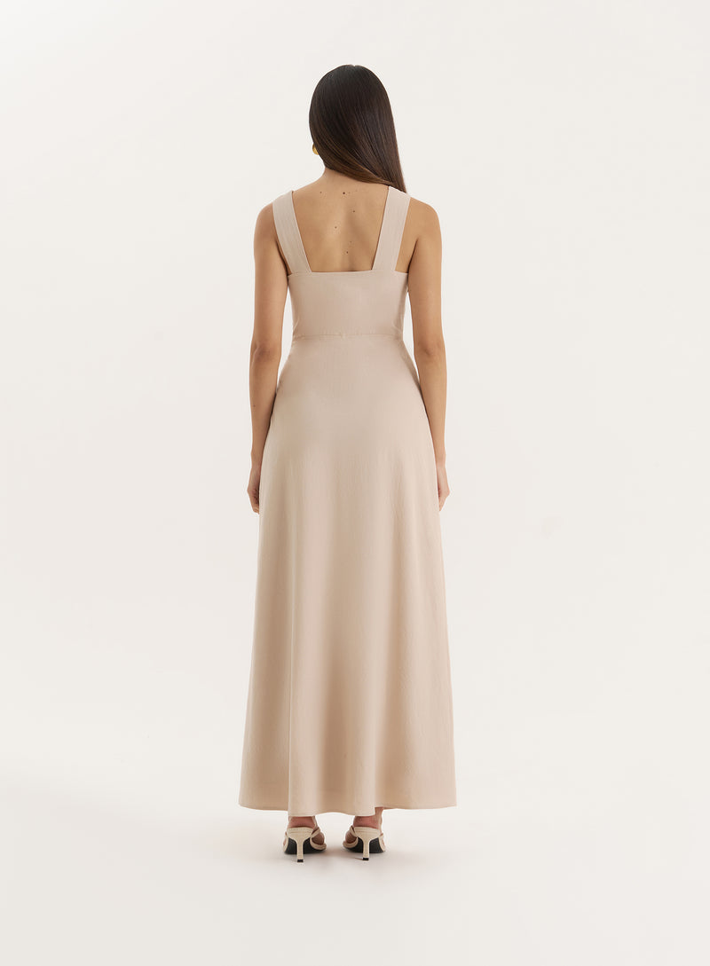 Beige Cut Out Maxi Dress- Briany