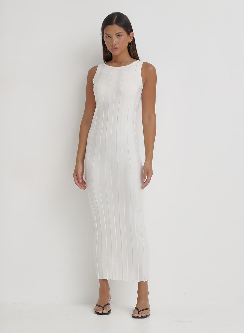 Cream Knitted Sleeveless Maxi Dress- Sammie