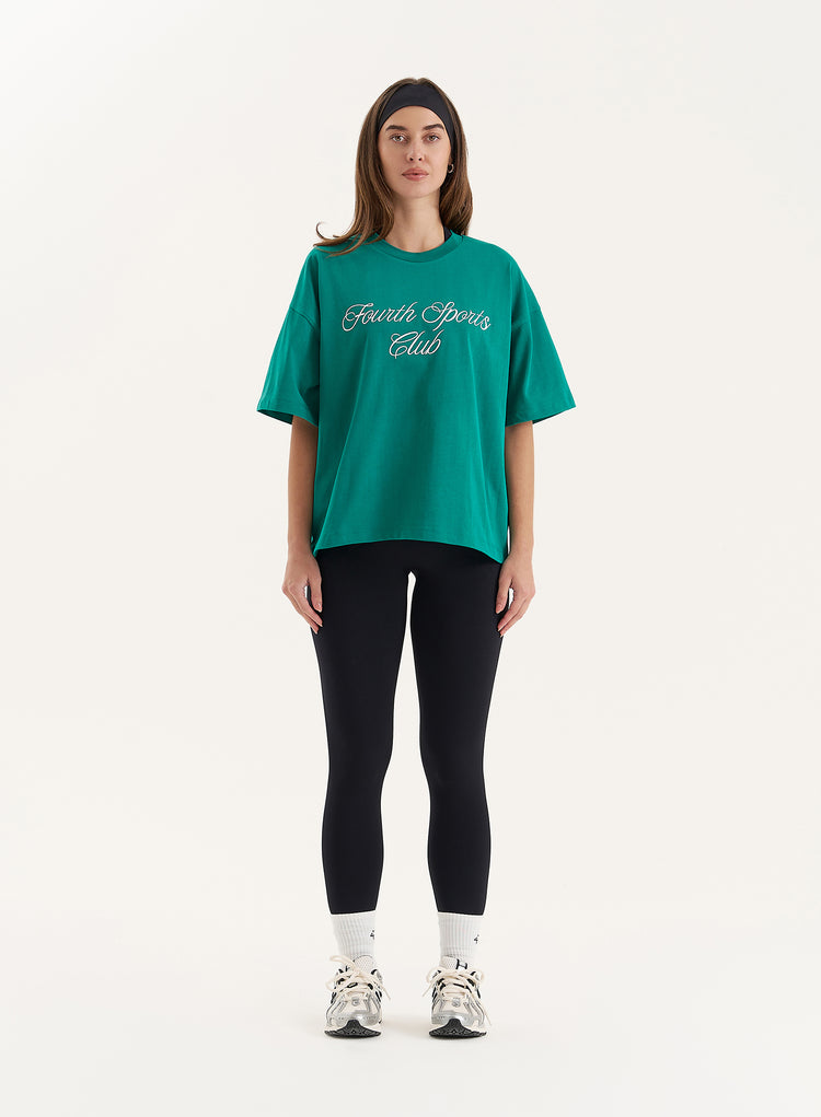 Green Sports Club Slogan Oversized T-Shirt- Estelle