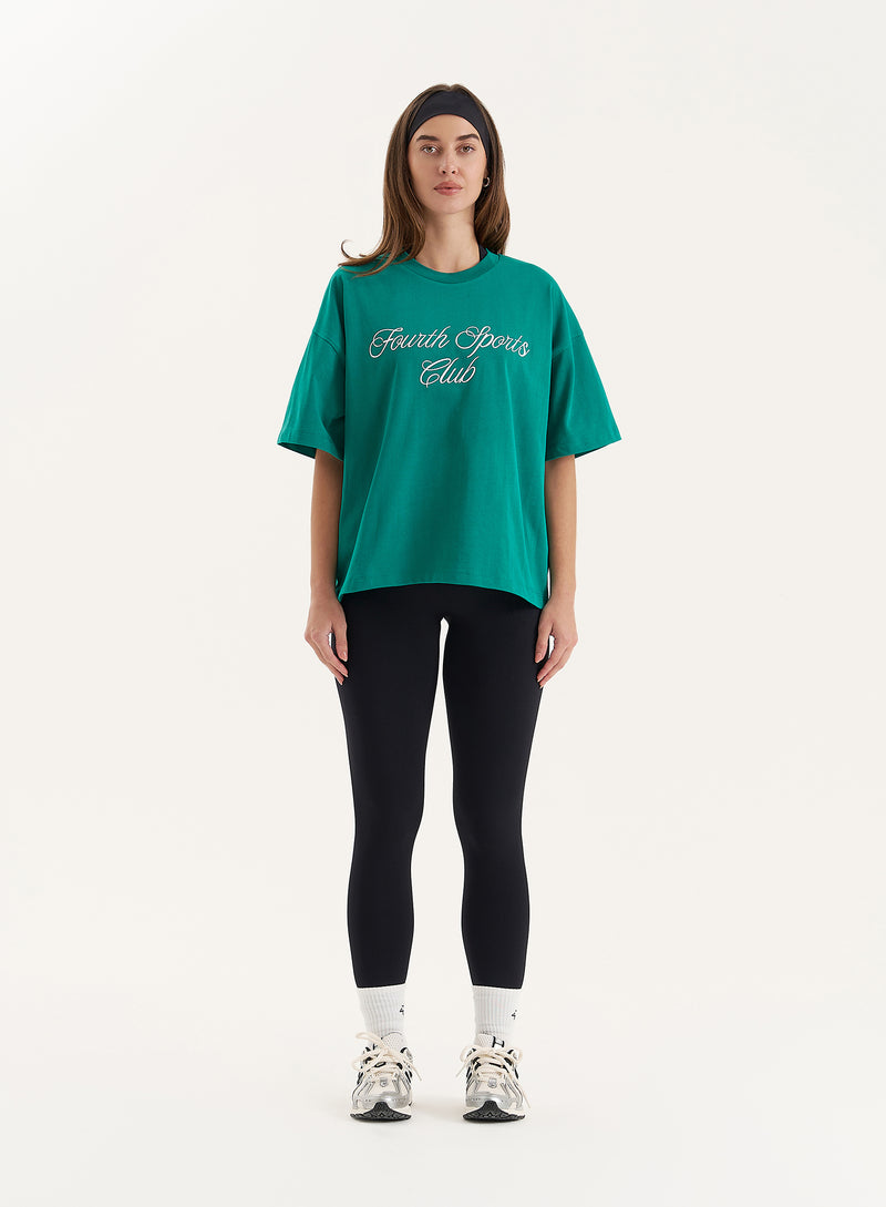 Green Sports Club Slogan Oversized T-Shirt- Estelle