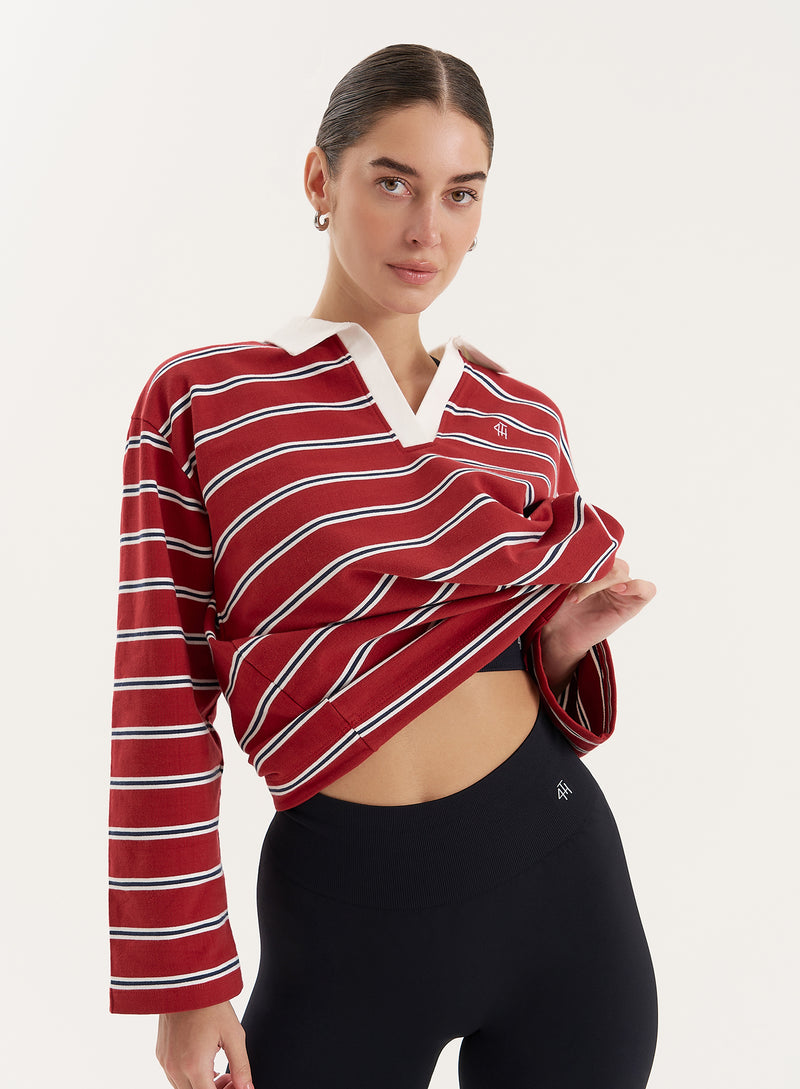 Multi Stripe Oversized Rugby Top- Alicia