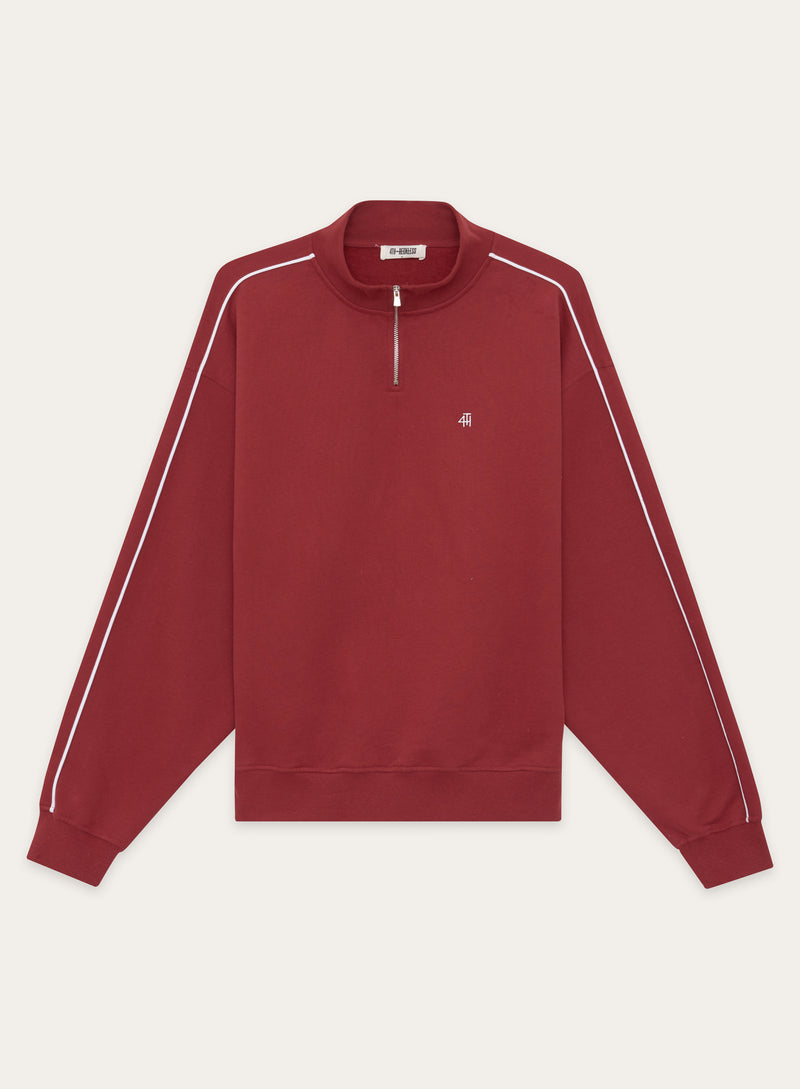 Red Branded Half Zip Cropped Sweatshirt- Gilly