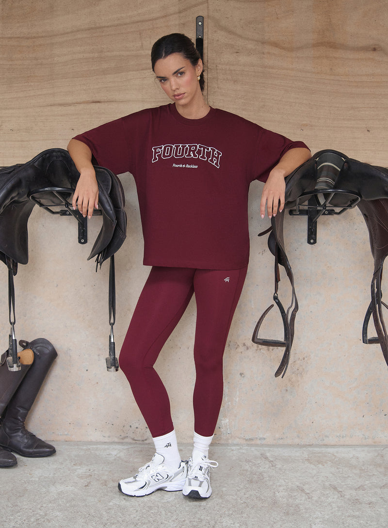 Burgundy Fourth Slogan Oversized Tee- Finley