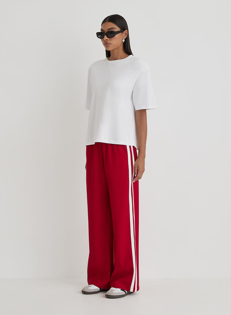 Red Side Stripe Wide Leg Trouser- Tammy