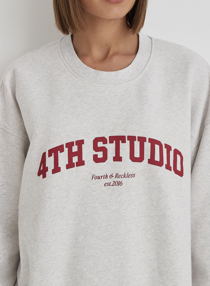 Grey 4th Studio Slogan Oversized Sweatshirt- Reece