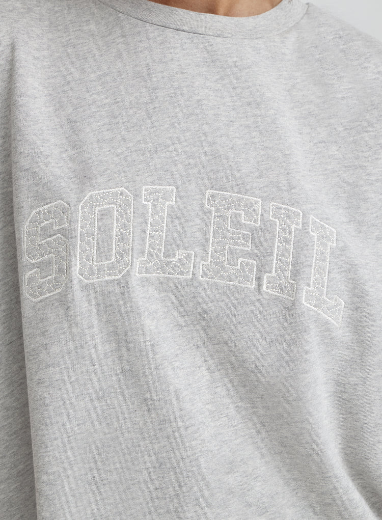 Grey Soleil Embroidered T-Shirt- Soleil