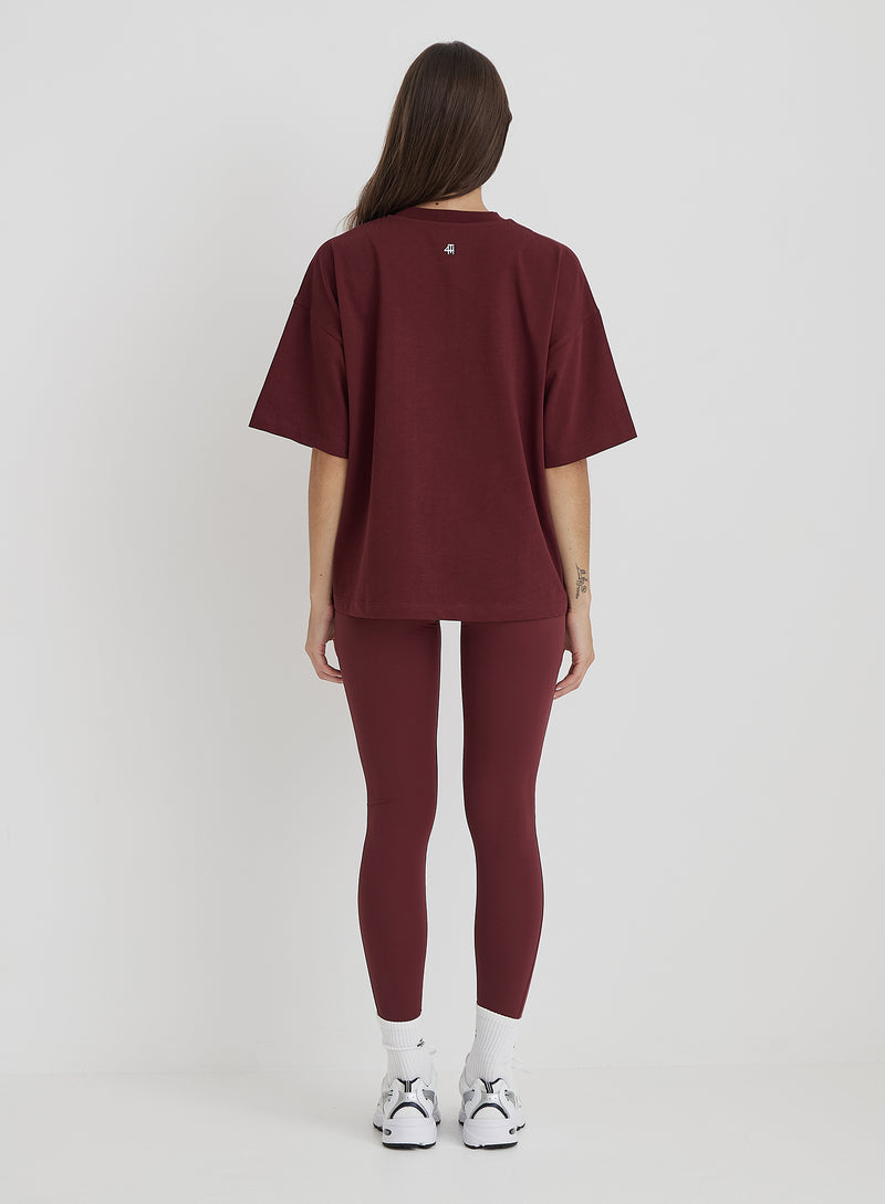 Burgundy Fourth Slogan Oversized Tee- Finley