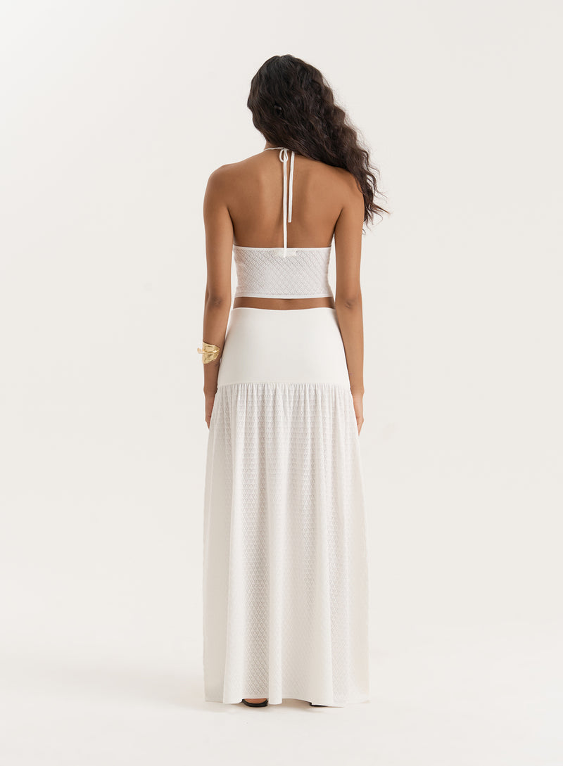 White Contrast Knit Cami Top- Avani