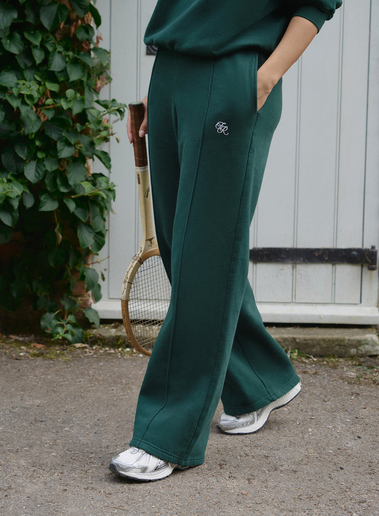 Green Fourth Branded Wide Leg Jogger- Forrest