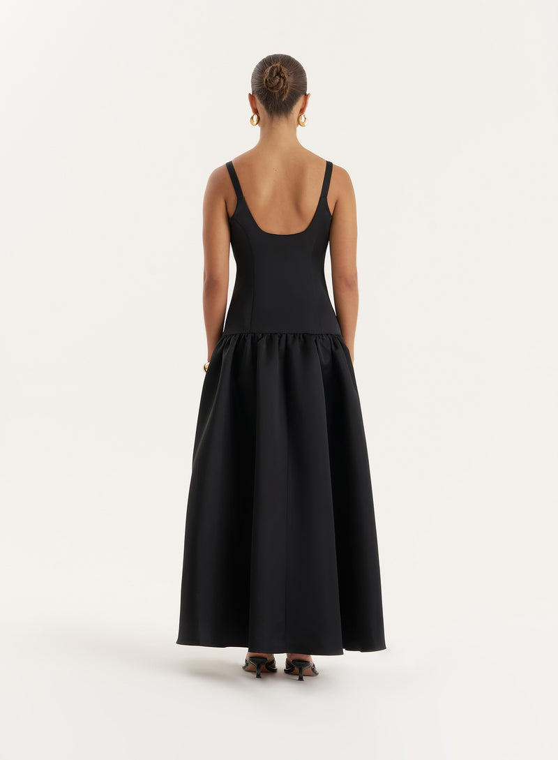 Black Drop Waist Maxi Dress- Melinie