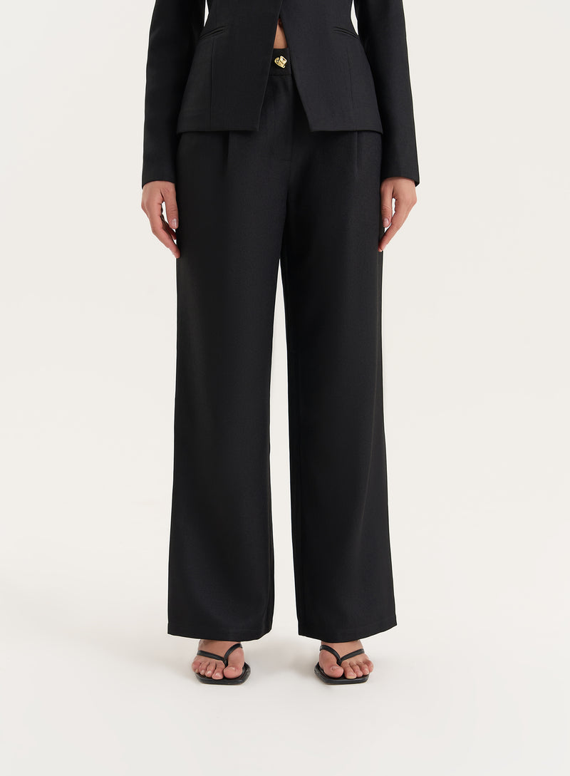 Black Tailored Straight Leg Trouser- Polly