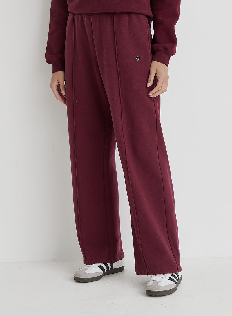 Burgundy 4th Wide Leg Branded Joggers- Fergie